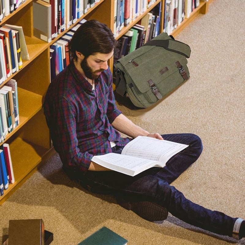 Mactso Canvas Messenger Bag for Men Women,Travel Satchel Shoulder bag 15.6 Inch Laptop Bag briefcase Business - Image 5